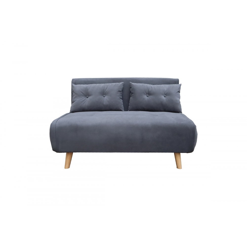 Καναπές-κρεβάτι "JOSUANE" διθέσιος από βελούδο/ξύλο σε χρώμα ανθρακί/φυσικό 122x80x81