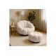 Πολυθρόνα περιστρεφόμενη με σκαμπό "NESTER" από μπουκλέ ύφασμα σε χρώμα μπεζ 98x97x69