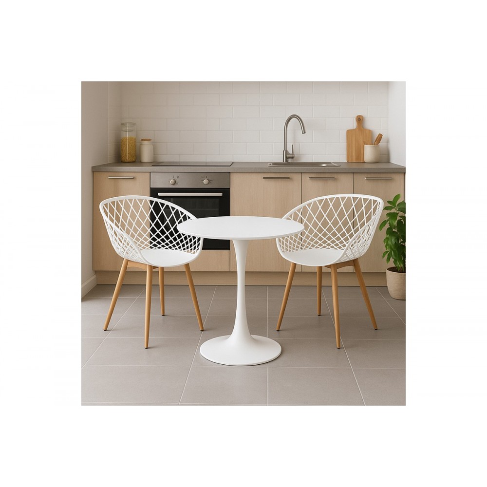 Τραπεζαρία 3τμχ "ELIJAH-EZRA" από pp/pu σε χρώμα λευκό/φυσικό Φ60x74