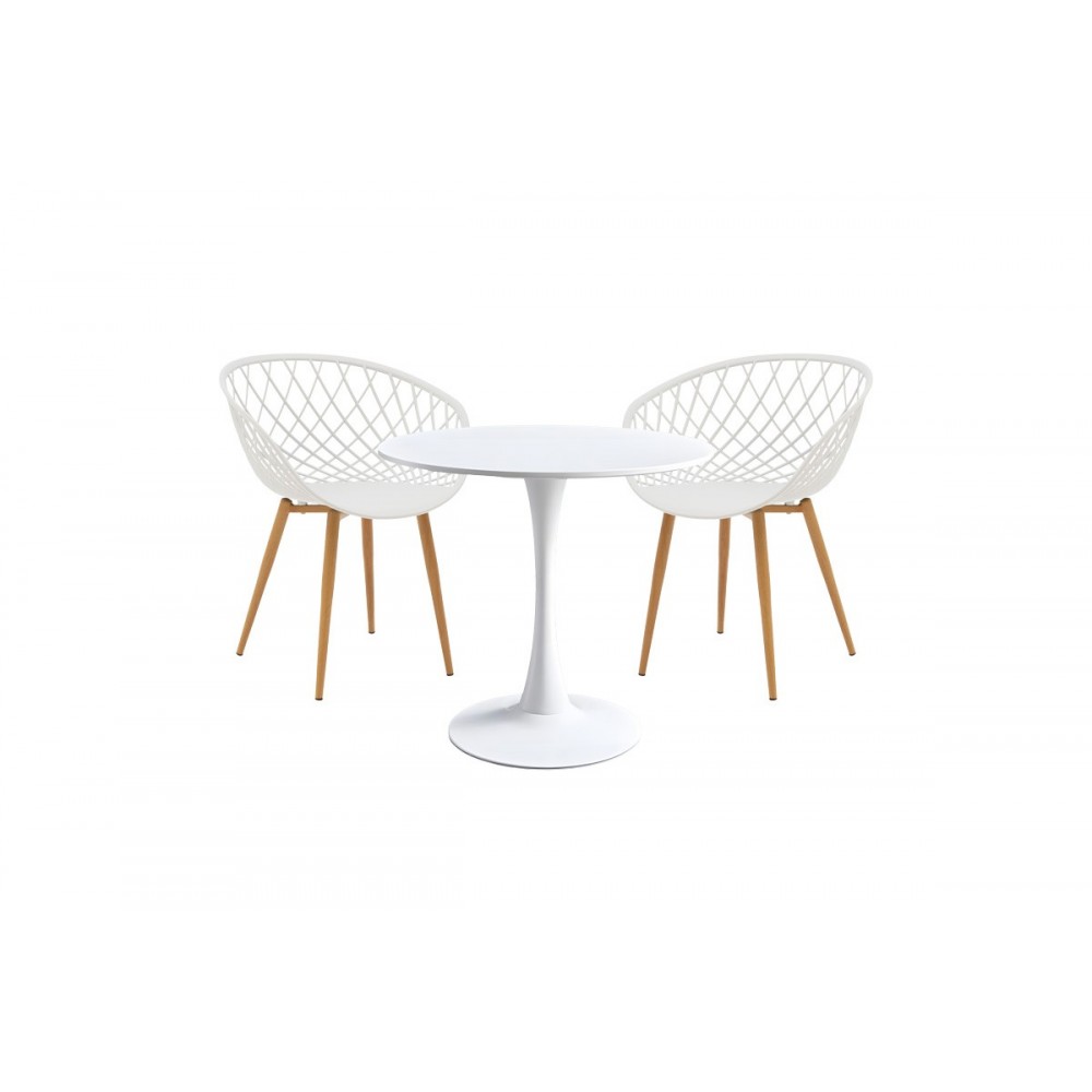 Τραπεζαρία 3τμχ "ELIJAH-EZRA" από pp/pu σε χρώμα λευκό/φυσικό Φ60x74