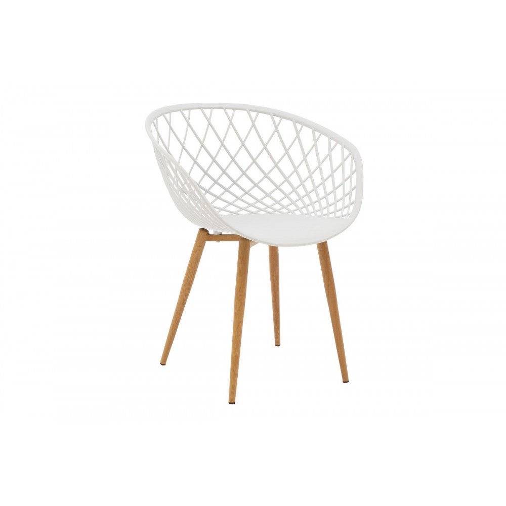 Τραπεζαρία 3τμχ "ELIJAH-EZRA" από pp/pu σε χρώμα λευκό/φυσικό Φ60x74