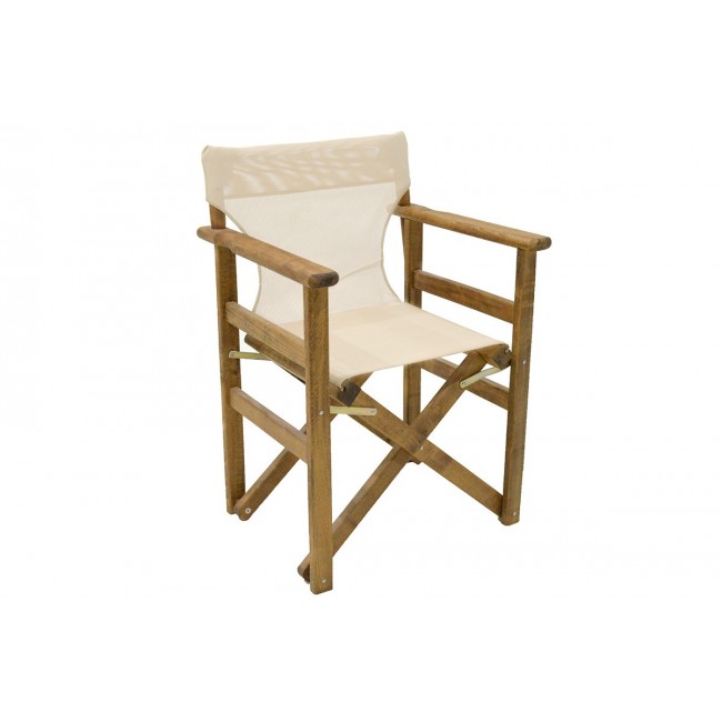 Πολυθρόνα σκηνοθέτη "RETTO" από ξύλο/πανί σε χρώμα καρυδί/εκρού 61x51x86