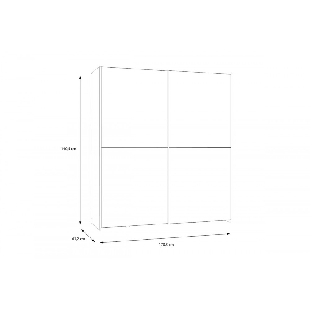 Ντουλάπα δίφυλλη "NOEZ I" σε χρώμα λευκό 170.5x61x190.5