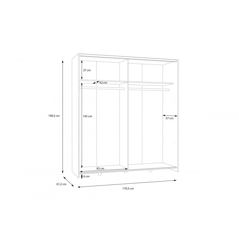 Ντουλάπα δίφυλλη "NOEZ I" σε χρώμα λευκό 170.5x61x190.5