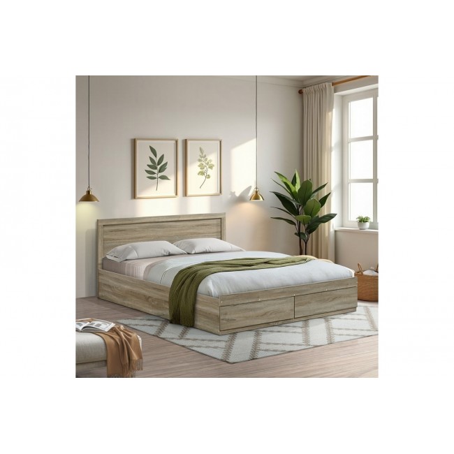 Κρεβάτι "OLYMPUS" με συρτάρι σε χρώμα φυσικό 162.5x205x80