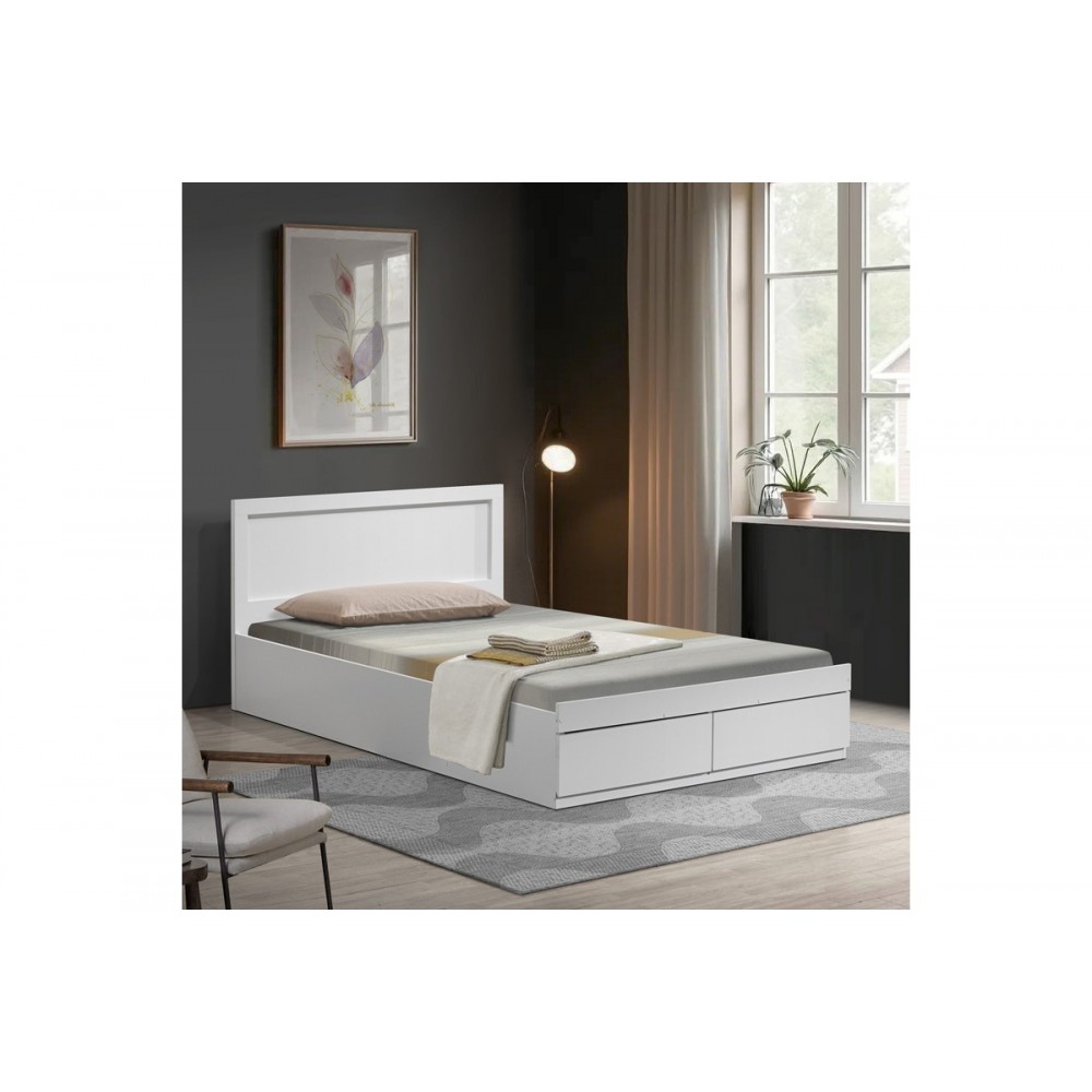 Κρεβάτι "OLYMPUS" με συρτάρι σε χρώμα λευκό 125x205x80