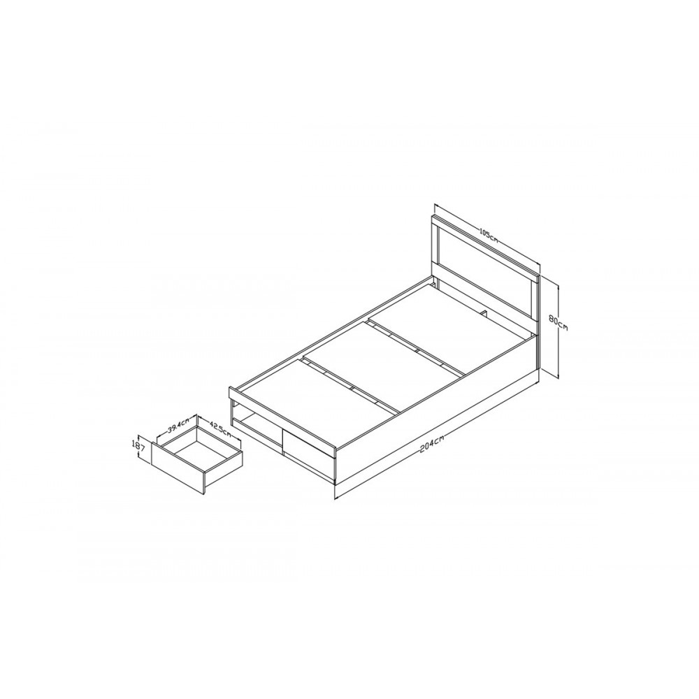 Κρεβάτι "OLYMPUS" με συρτάρι σε χρώμα λευκό 105x205x80