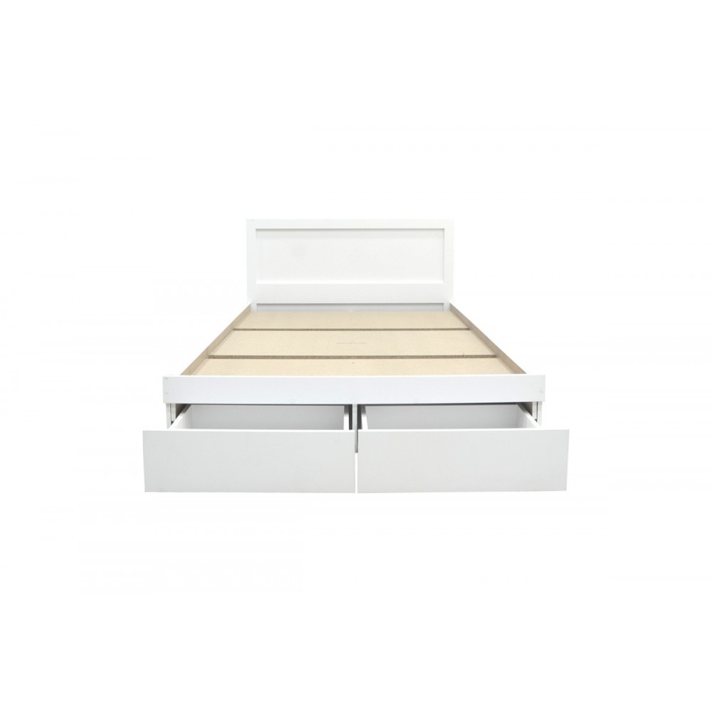 Κρεβάτι "OLYMPUS" με συρτάρι σε χρώμα λευκό 155x205x80