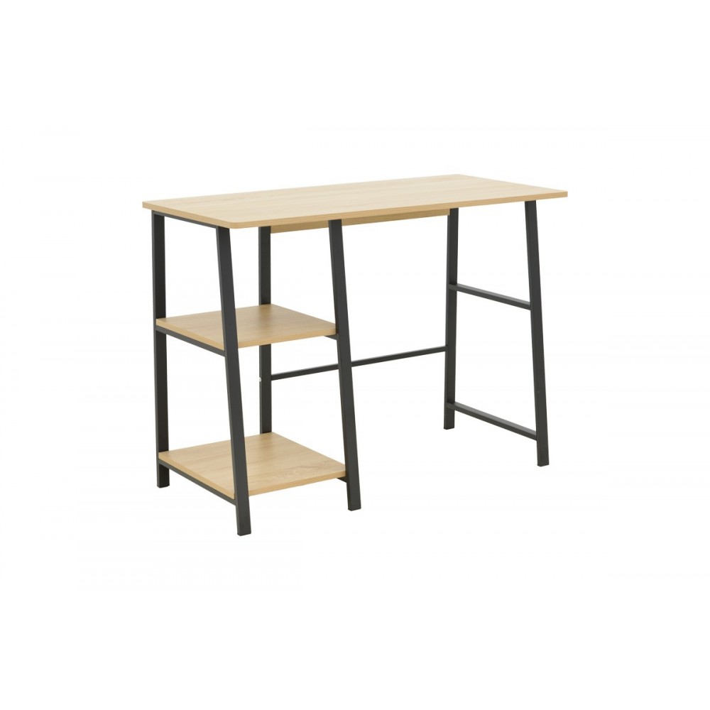 Γραφείο εργασίας "FERJE" από mdf/μέταλλο σε χρώμα φυσικό/μαύρο 100x48x75