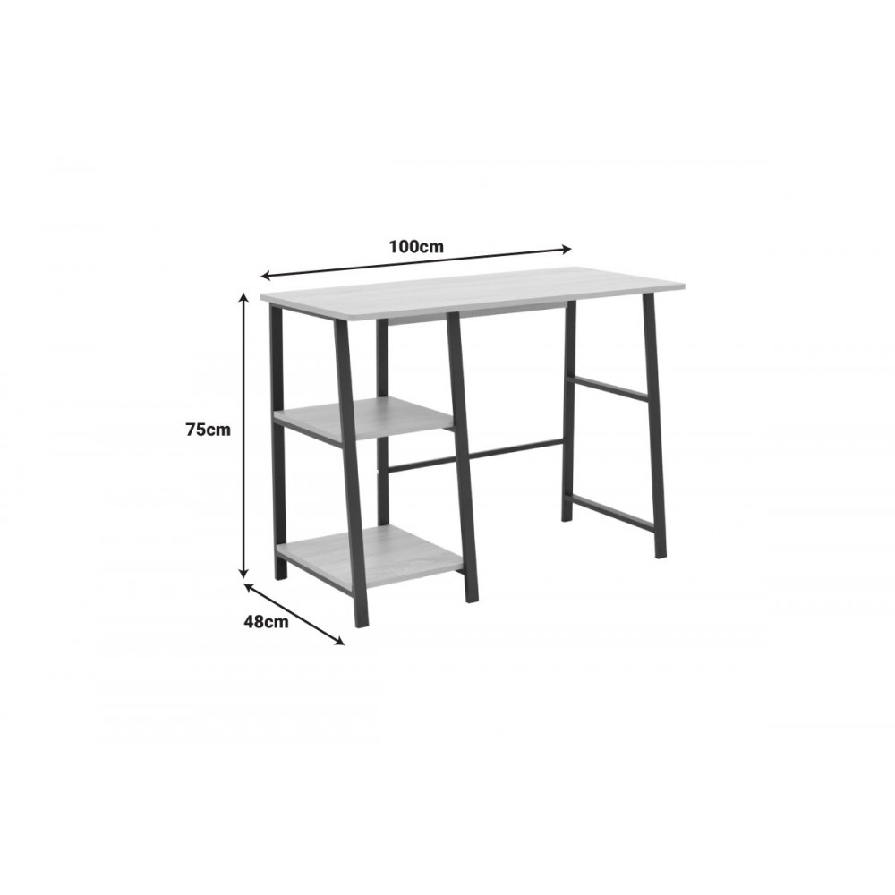 Γραφείο εργασίας "FERJE" από mdf/μέταλλο σε χρώμα φυσικό/μαύρο 100x48x75