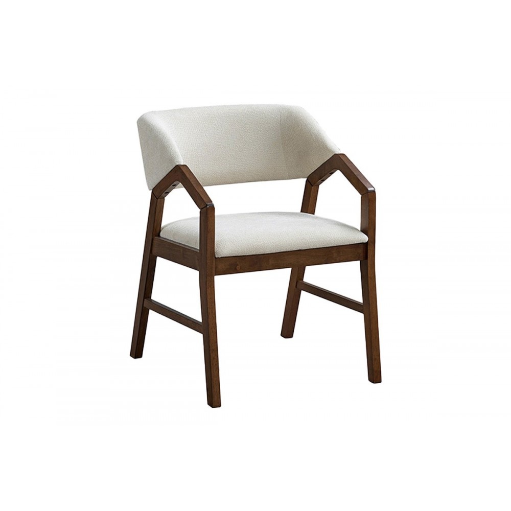 Τραπεζαρία 7τμχ "ELEGANZA-LIVIA" από mdf/ύφασμα σε χρώμα καρυδί/εκρού 180x99x75.8