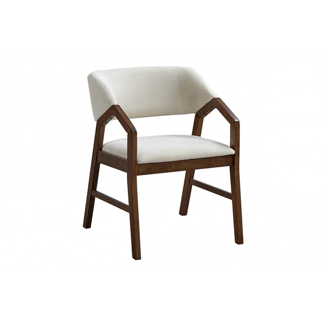 Τραπεζαρία 7τμχ "ELEGANZA-LIVIA" από mdf/ύφασμα σε χρώμα καρυδί/εκρού 180x99x75.8