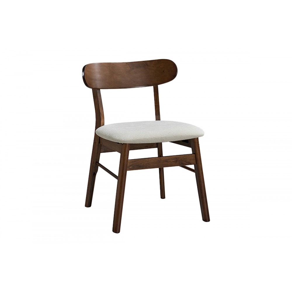 Τραπεζαρία 7τμχ "ELEGANZA-CAIRO" από mdf/ύφασμα σε χρώμα καρυδί/εκρού 180x99x75.8