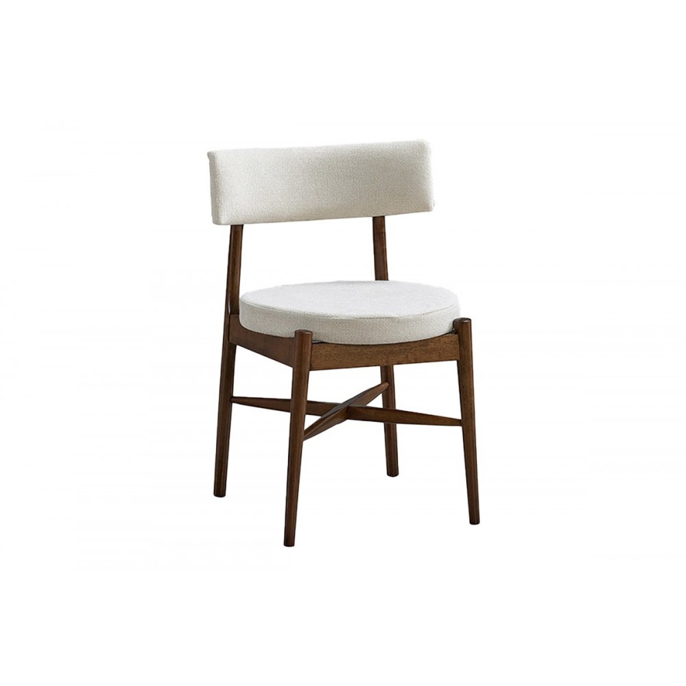 Τραπεζαρία 7τμχ "ELEGANZA-RAUDI" από mdf/ύφασμα σε χρώμα καρυδί/εκρού 180x99x75.8