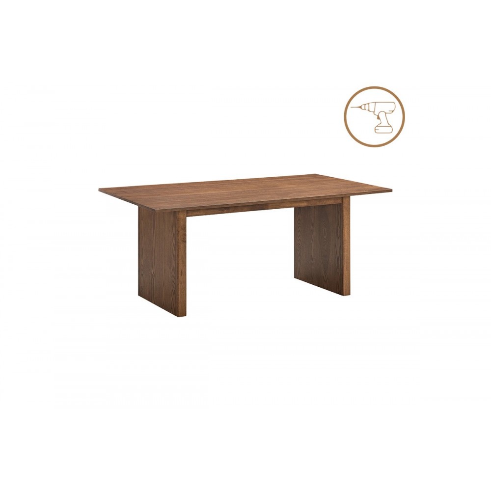 Τραπεζαρία 7τμχ "ELEGANZA-RAUDI" από mdf/ύφασμα σε χρώμα καρυδί/εκρού 180x99x75.8