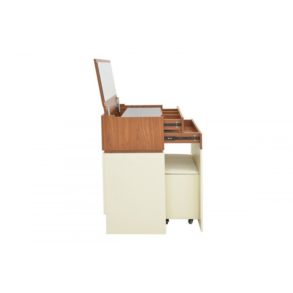 Τουαλέτα κρεβατοκάμαρας "SONLEN" σε χρώμα καρυδί/κρεμ 60x45x130