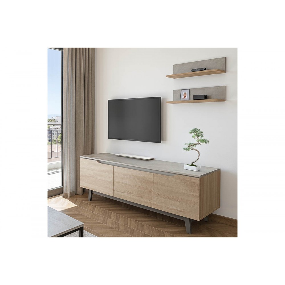 Σύνθετο σαλονιού "KASIA" σε χρώμα μπεζ μαρμάρου/σονόμα 180x35x48.5εκ