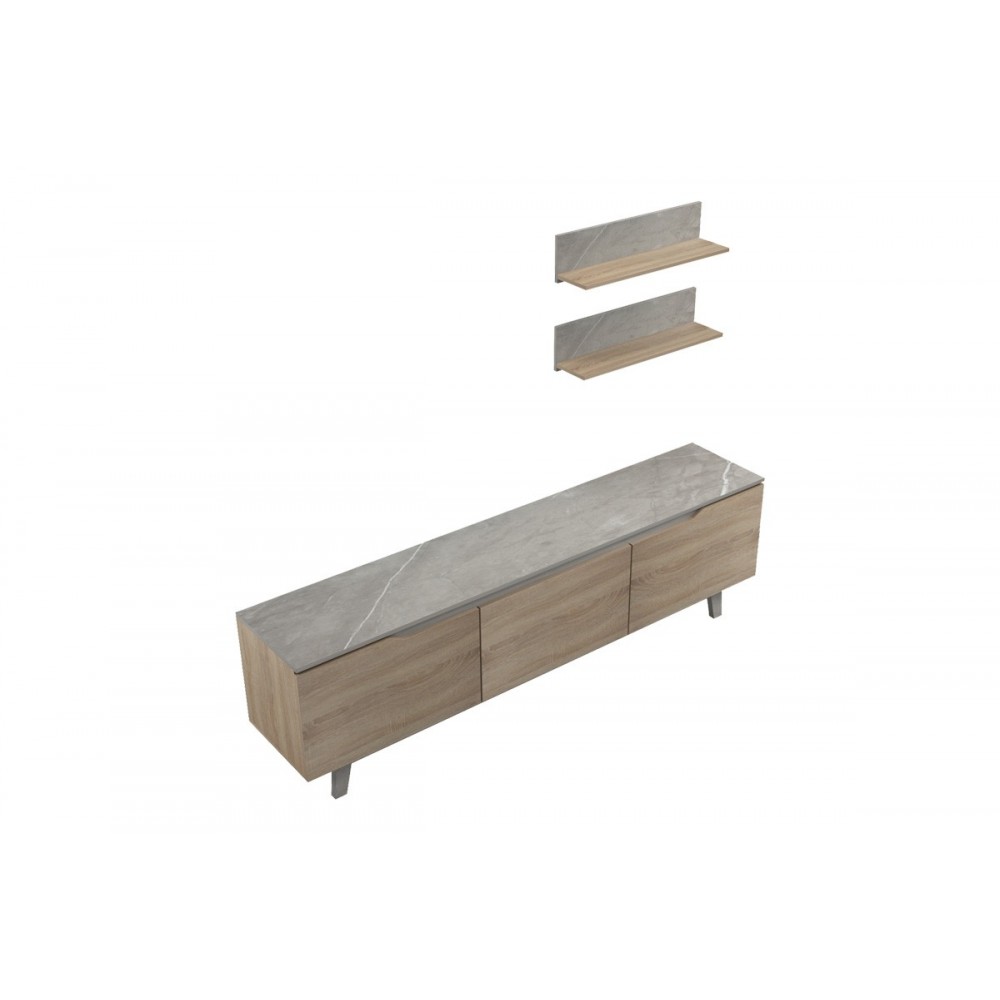 Σύνθετο σαλονιού "KASIA" σε χρώμα μπεζ μαρμάρου/σονόμα 180x35x48.5εκ