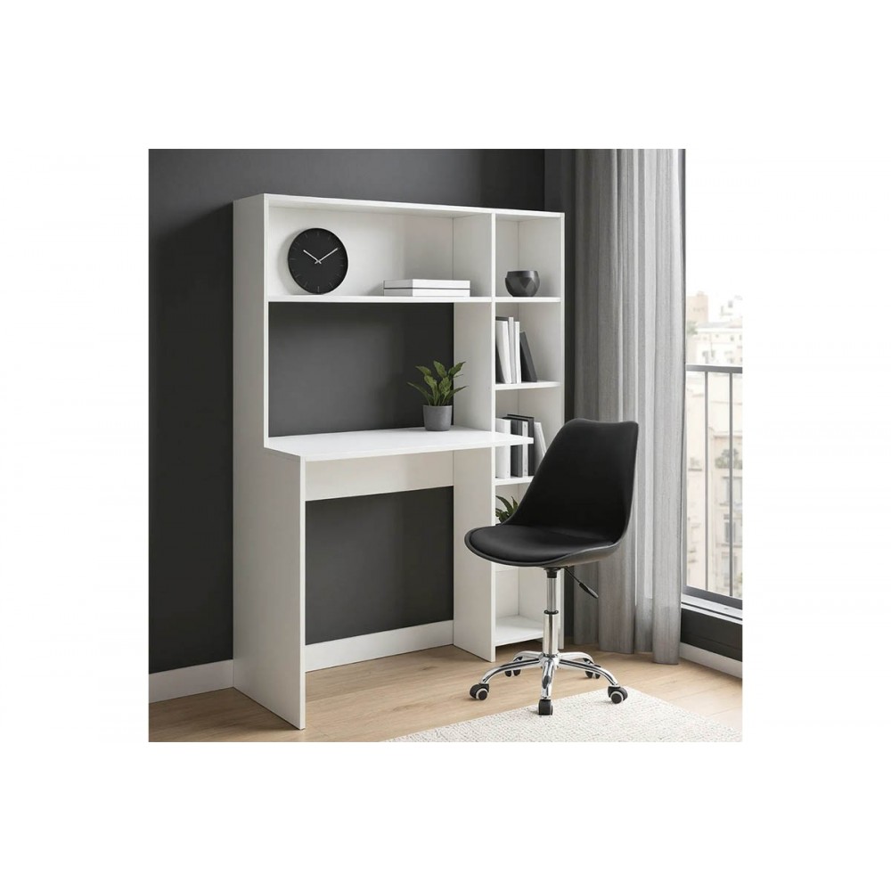 Γραφείο με βιβλιοθήκη "JANSON" σε χρώμα λευκό 113.2x40x141.8