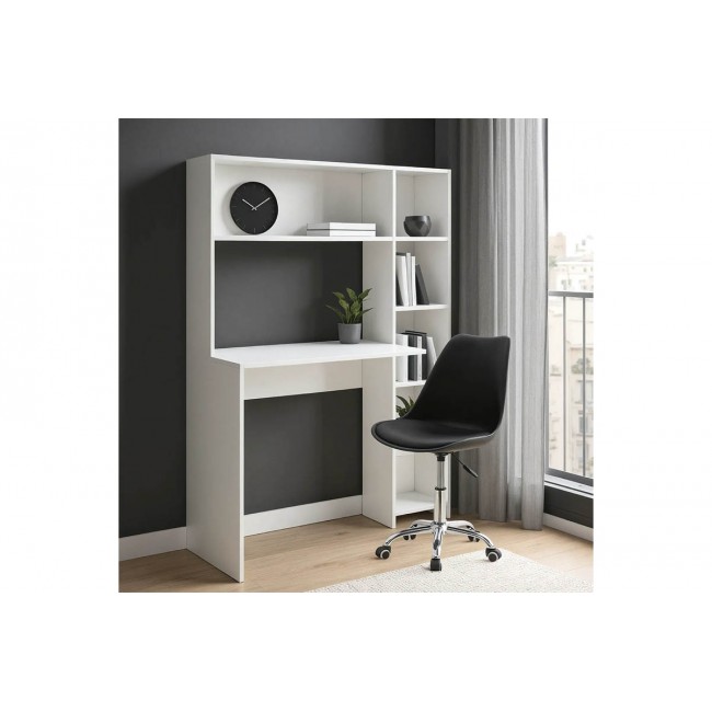 Γραφείο με βιβλιοθήκη "JANSON" σε χρώμα λευκό 113.2x40x141.8