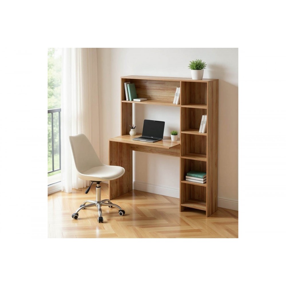 Γραφείο με βιβλιοθήκη "JANSON" σε χρώμα oak 113.2x40x141.8