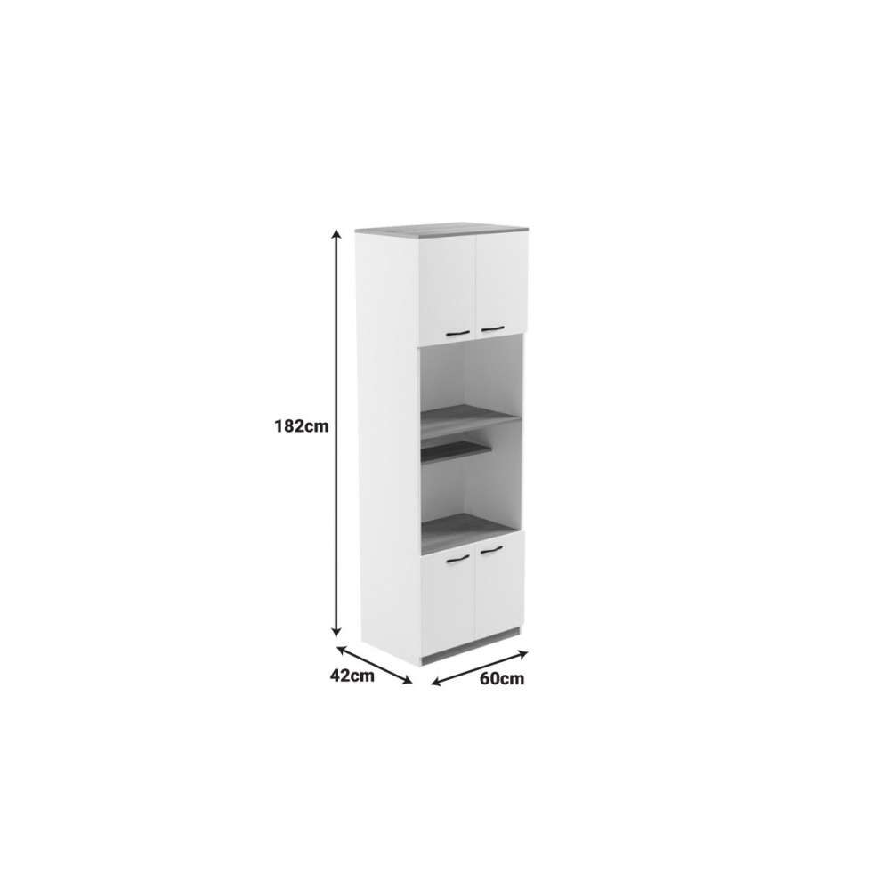 Ντουλάπα κουζίνας "ROWAN" σε χρώμα λευκό/σονόμα 60x42x182