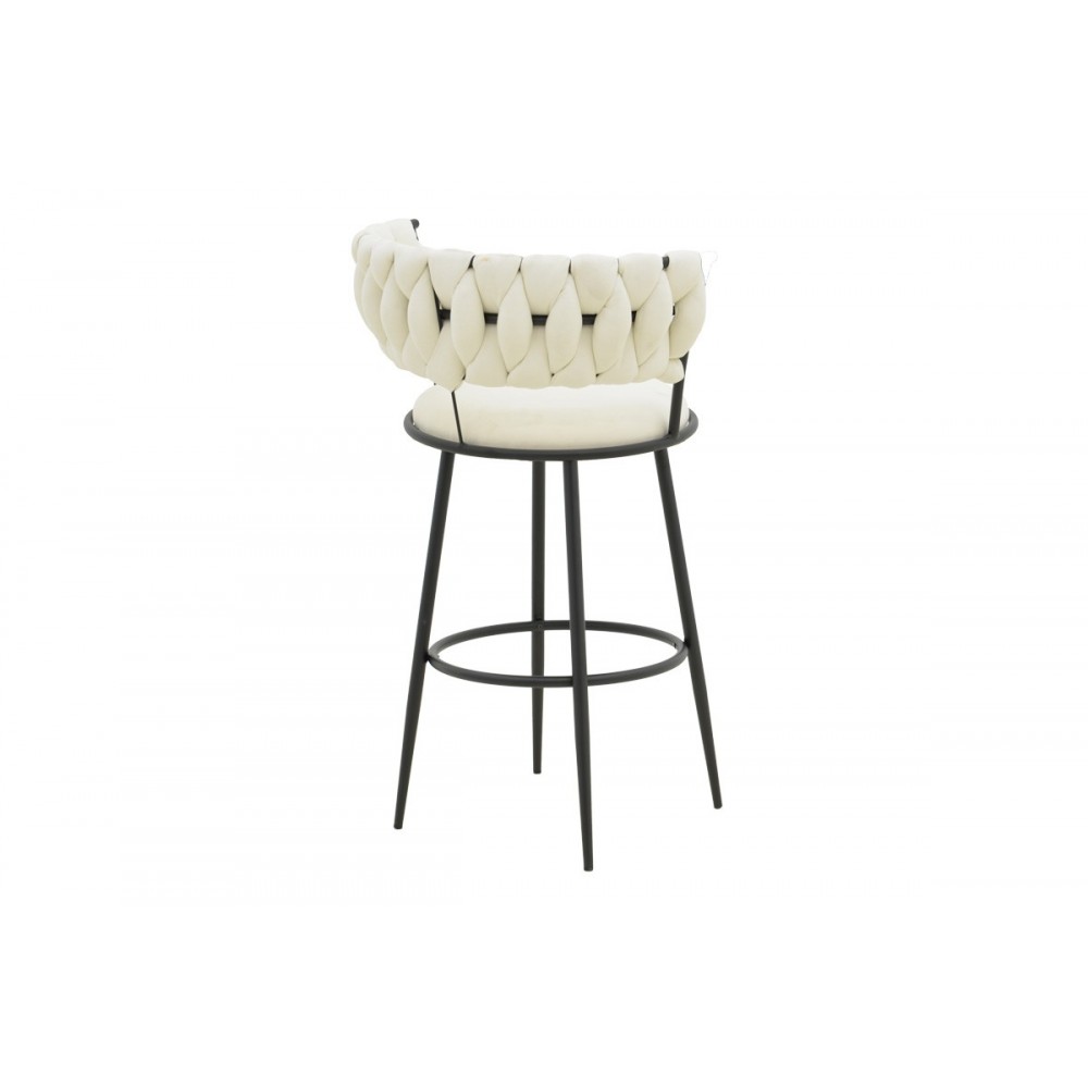 Σκαμπό μπαρ "ALKIA I" από ύφασμα/μέταλλο σε χρώμα εκρού/μαύρο 50x56x95