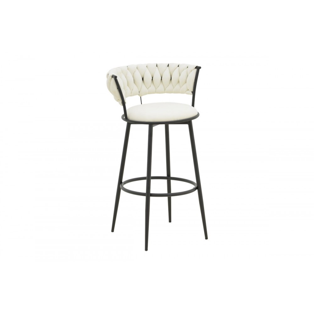 Σκαμπό μπαρ "ALKIA I" από ύφασμα/μέταλλο σε χρώμα εκρού/μαύρο 50x56x95