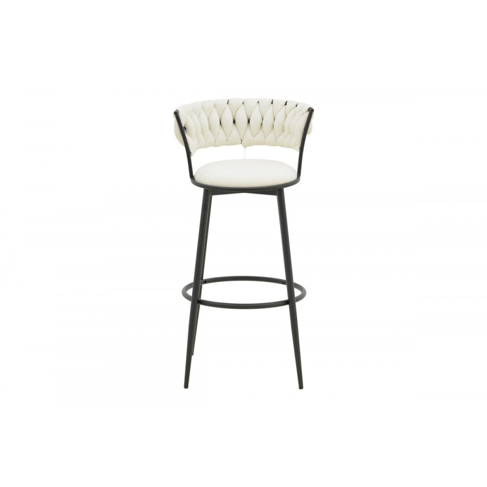 Σκαμπό μπαρ "ALKIA I" από ύφασμα/μέταλλο σε χρώμα εκρού/μαύρο 50x56x95