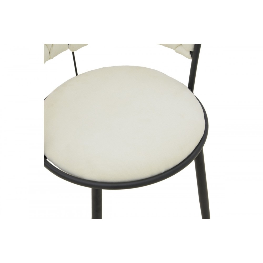 Σκαμπό μπαρ "ALKIA I" από ύφασμα/μέταλλο σε χρώμα εκρού/μαύρο 50x56x95