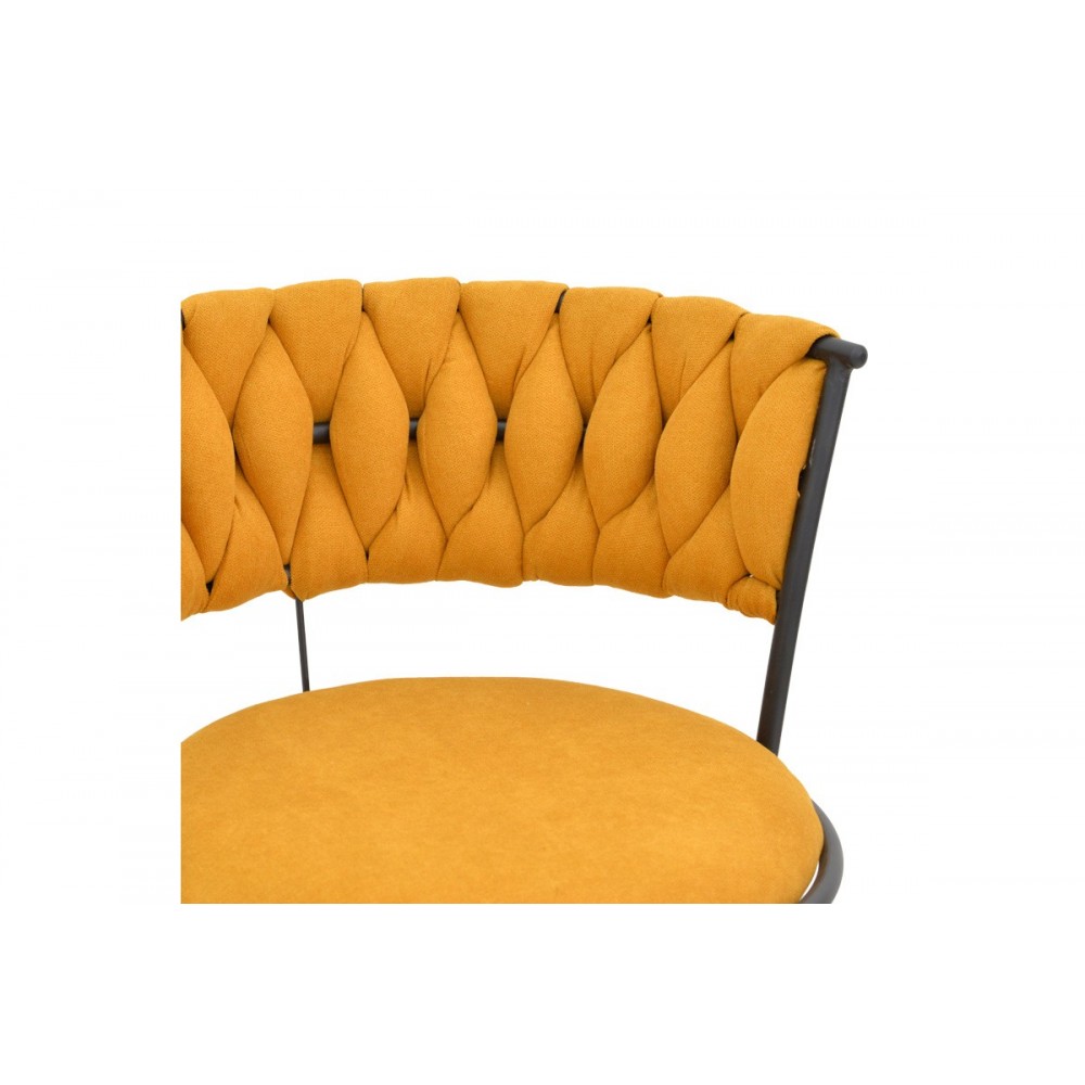 Σκαμπό μπαρ "ALKIA I" από ύφασμα/μέταλλο σε χρώμα κίτρινο/μαύρο 50x56x95