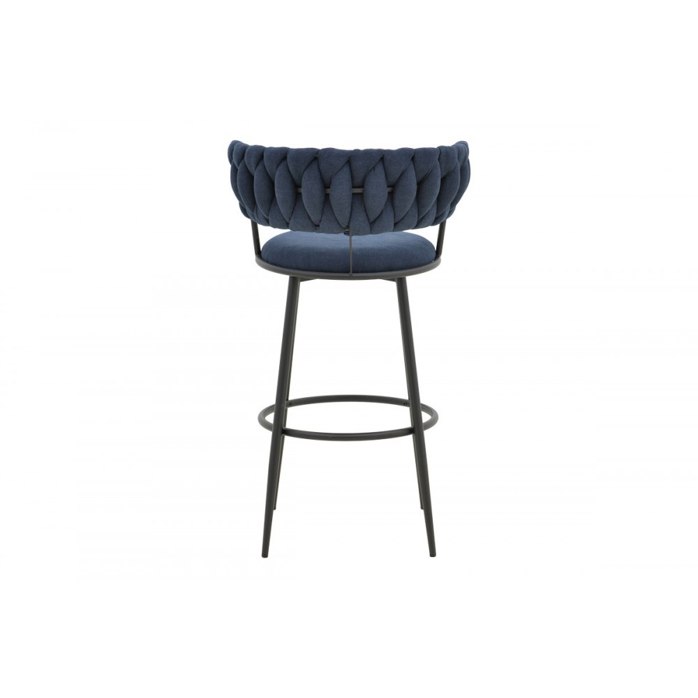 Σκαμπό μπαρ "ALKIA I" από ύφασμα/μέταλλο σε χρώμα μπλε σκούρο/μαύρο 50x56x95