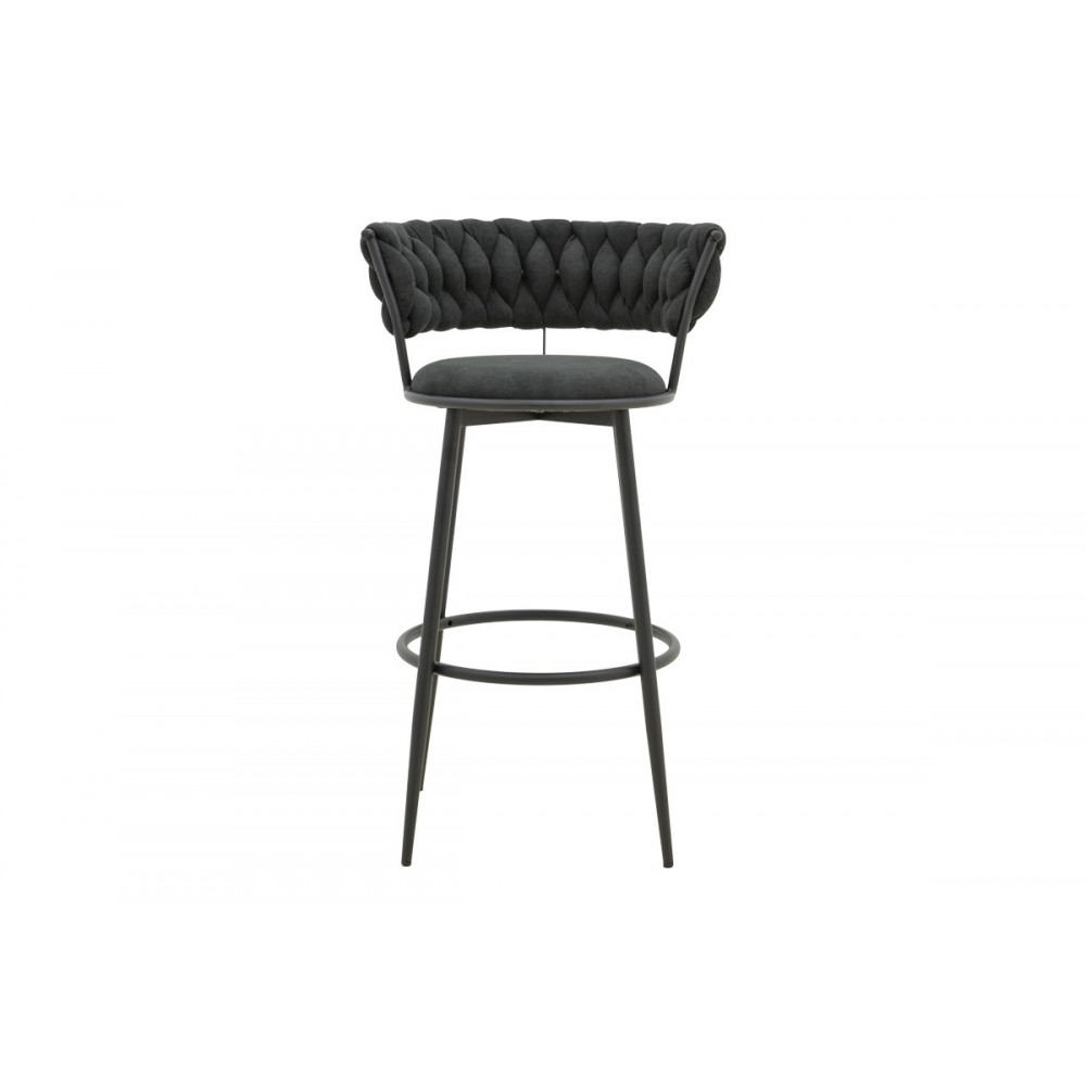 Σκαμπό μπαρ "ALKIA I" από ύφασμα/μέταλλο σε χρώμα μαύρο 50x56x95