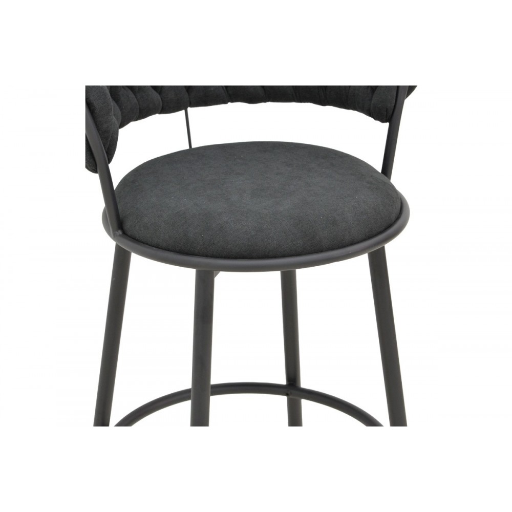 Σκαμπό μπαρ "ALKIA I" από ύφασμα/μέταλλο σε χρώμα μαύρο 50x56x95