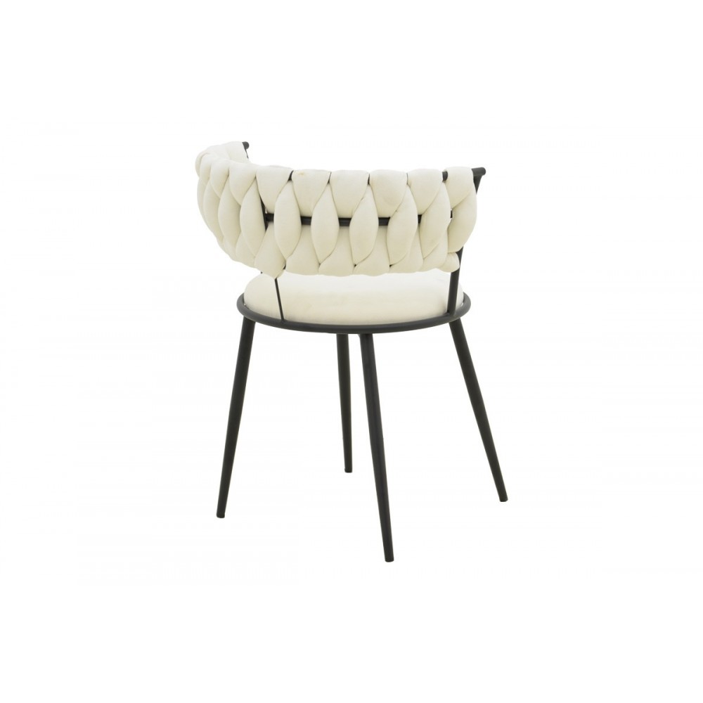 Πολυθρόνα "ALKIA I" από ύφασμα/μέταλλο σε χρώμα εκρού/μαύρο 57x58.5x72