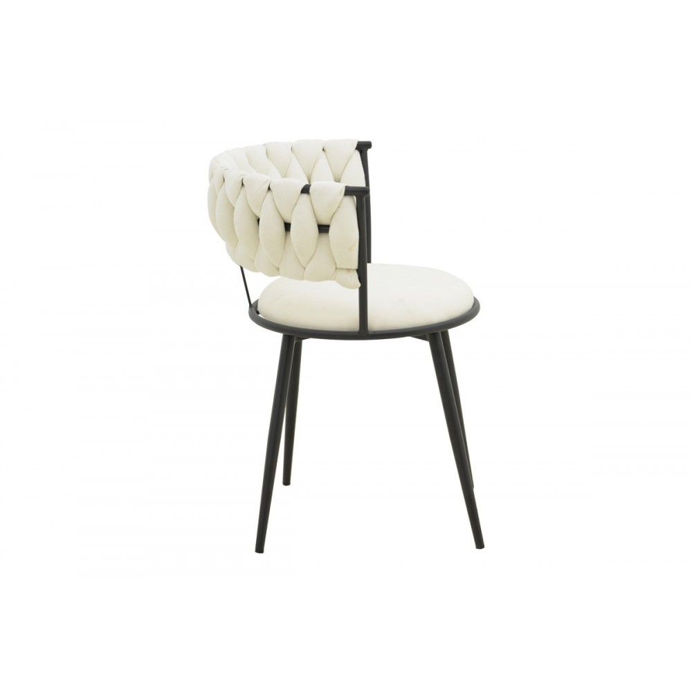 Πολυθρόνα "ALKIA I" από ύφασμα/μέταλλο σε χρώμα εκρού/μαύρο 57x58.5x72