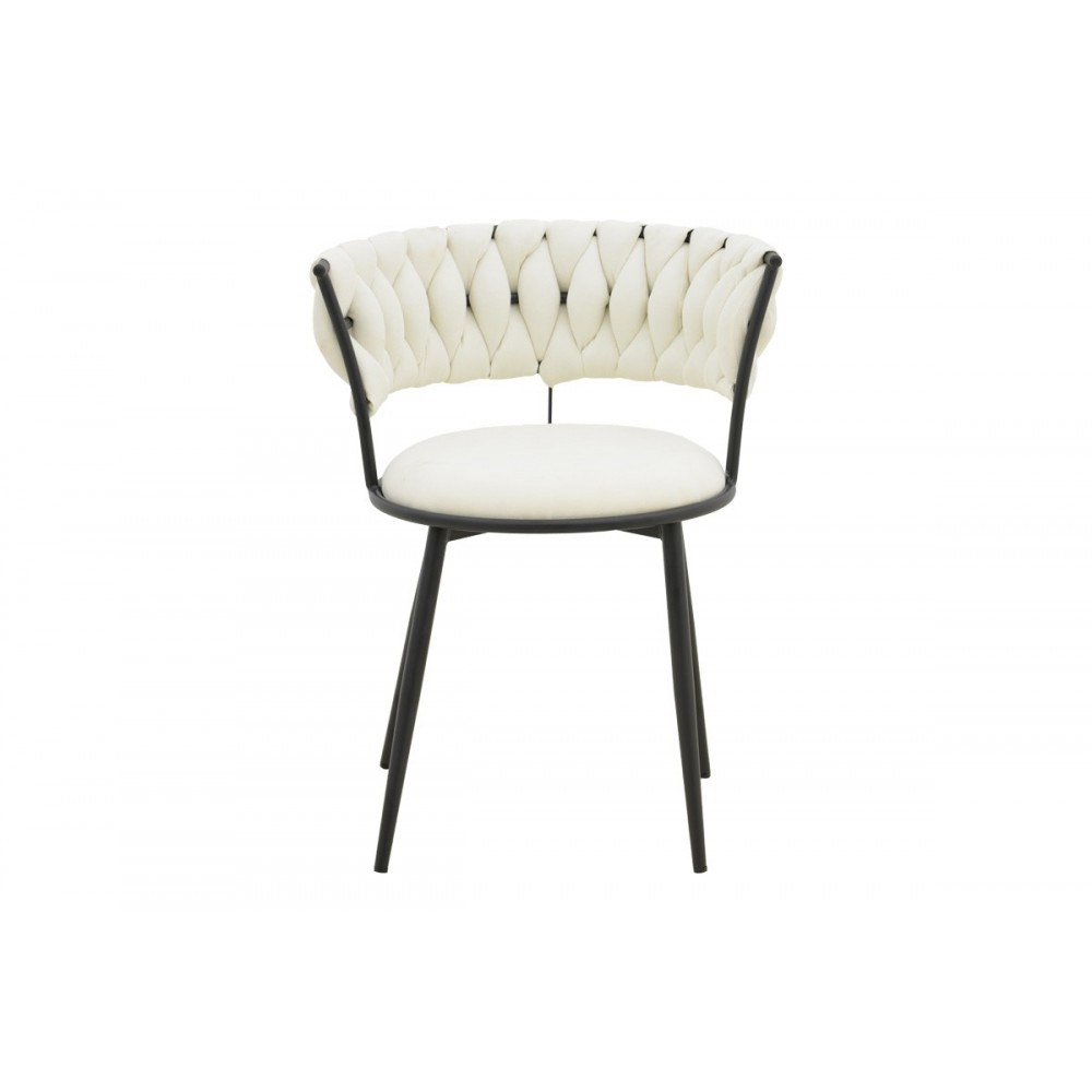 Πολυθρόνα "ALKIA I" από ύφασμα/μέταλλο σε χρώμα εκρού/μαύρο 57x58.5x72