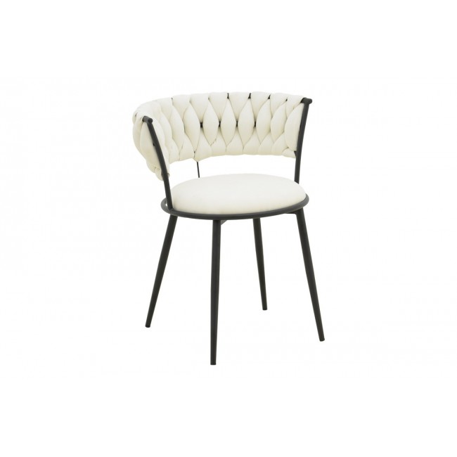 Πολυθρόνα "ALKIA I" από ύφασμα/μέταλλο σε χρώμα εκρού/μαύρο 57x58.5x72