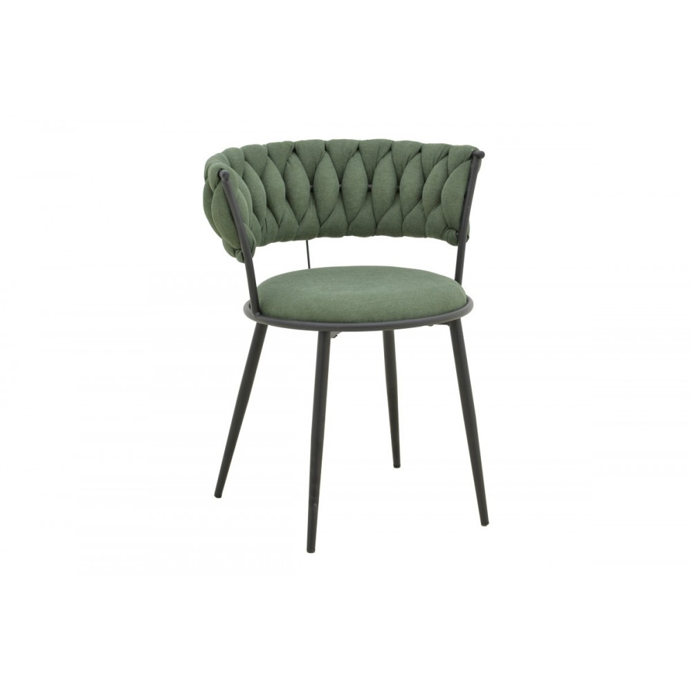 Πολυθρόνα "ALKIA I" από ύφασμα/μέταλλο σε χρώμα χακί/μαύρο 57x58.5x72