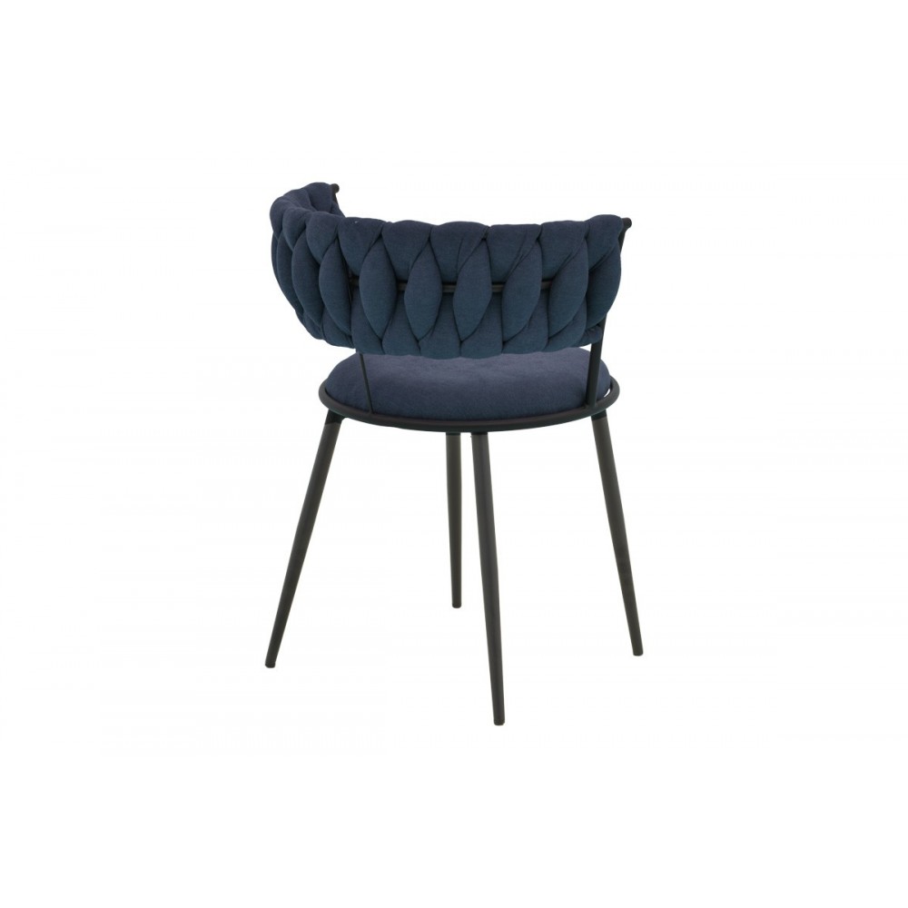 Πολυθρόνα "ALKIA I" από ύφασμα/μέταλλο σε χρώμα μπλε σκούρο/μαύρο 57x58.5x72