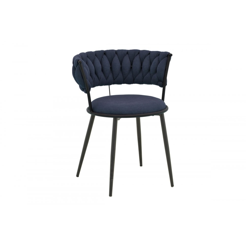 Πολυθρόνα "ALKIA I" από ύφασμα/μέταλλο σε χρώμα μπλε σκούρο/μαύρο 57x58.5x72