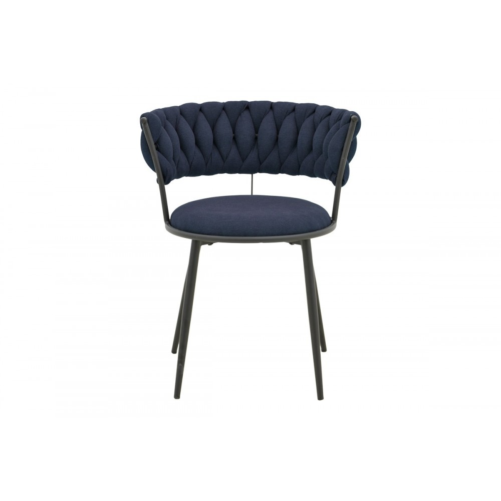 Πολυθρόνα "ALKIA I" από ύφασμα/μέταλλο σε χρώμα μπλε σκούρο/μαύρο 57x58.5x72