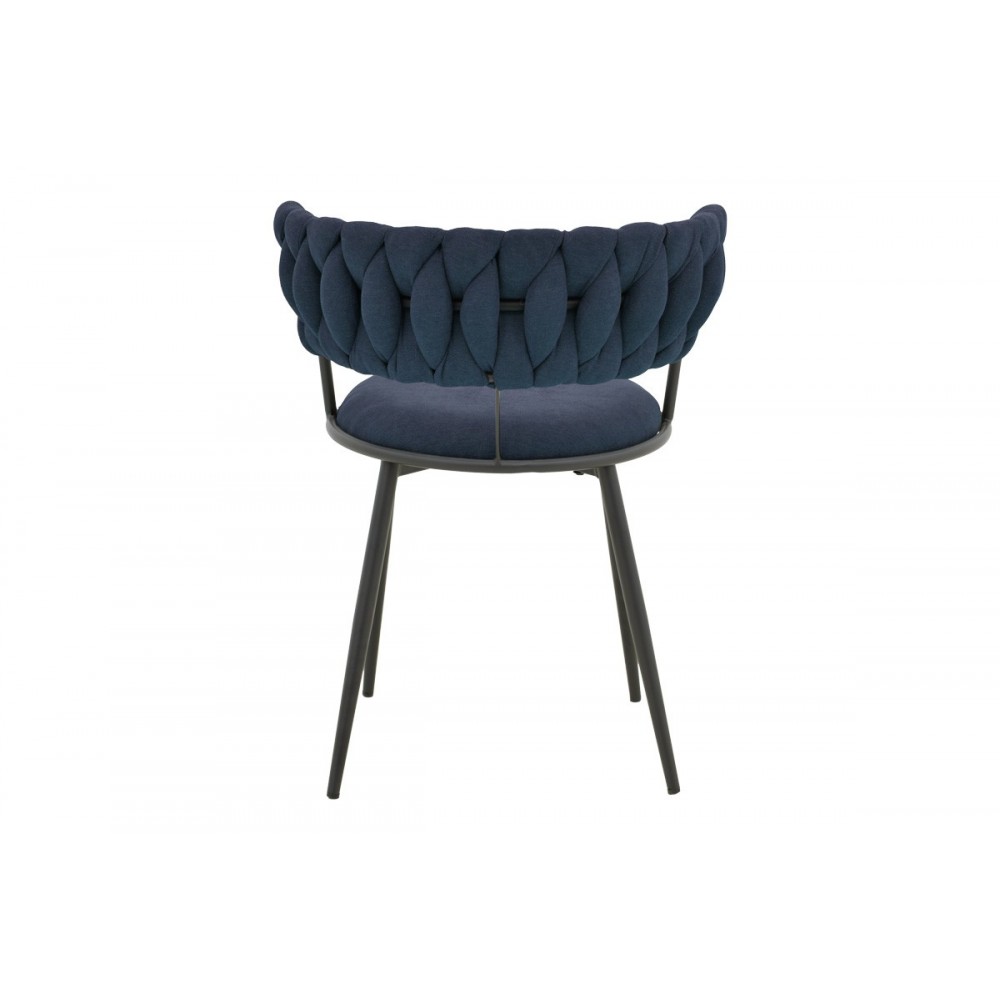 Πολυθρόνα "ALKIA I" από ύφασμα/μέταλλο σε χρώμα μπλε σκούρο/μαύρο 57x58.5x72