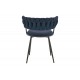 Πολυθρόνα "ALKIA I" από ύφασμα/μέταλλο σε χρώμα μπλε σκούρο/μαύρο 57x58.5x72