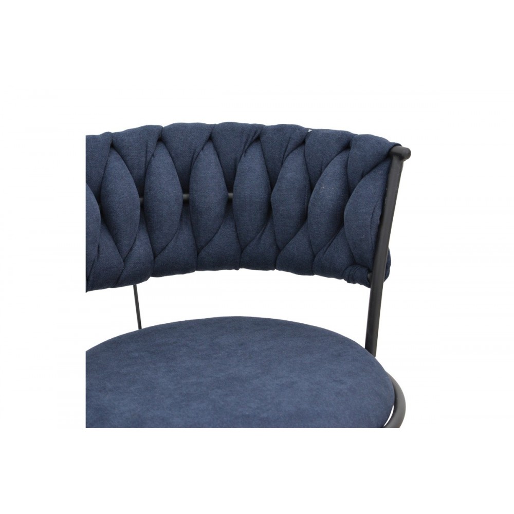 Πολυθρόνα "ALKIA I" από ύφασμα/μέταλλο σε χρώμα μπλε σκούρο/μαύρο 57x58.5x72