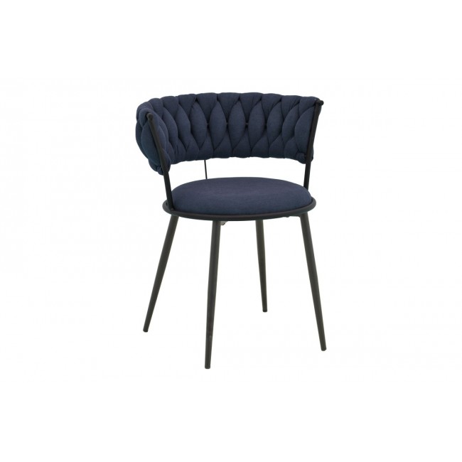 Πολυθρόνα "ALKIA I" από ύφασμα/μέταλλο σε χρώμα μπλε σκούρο/μαύρο 57x58.5x72