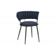Πολυθρόνα "ALKIA I" από ύφασμα/μέταλλο σε χρώμα μπλε σκούρο/μαύρο 57x58.5x72