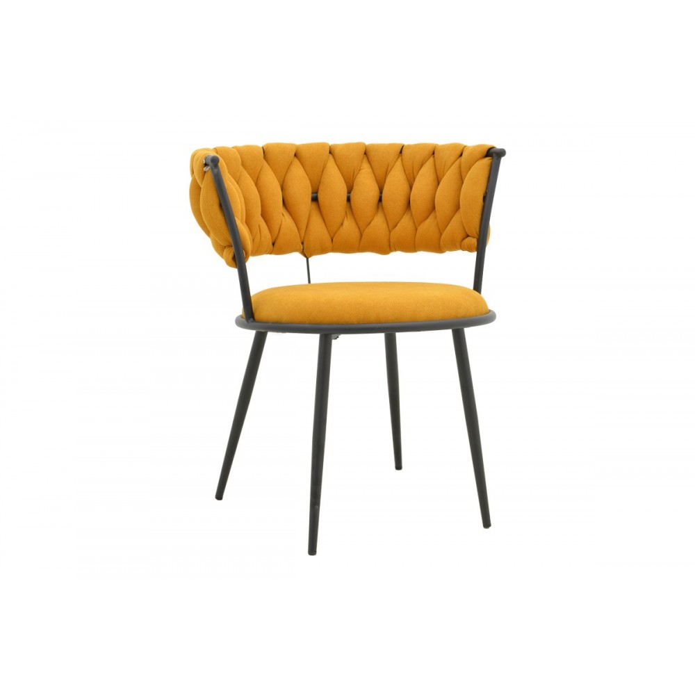 Πολυθρόνα "ALKIA I" από ύφασμα/μέταλλο σε χρώμα κίτρινο/μαύρο 57x58.5x72