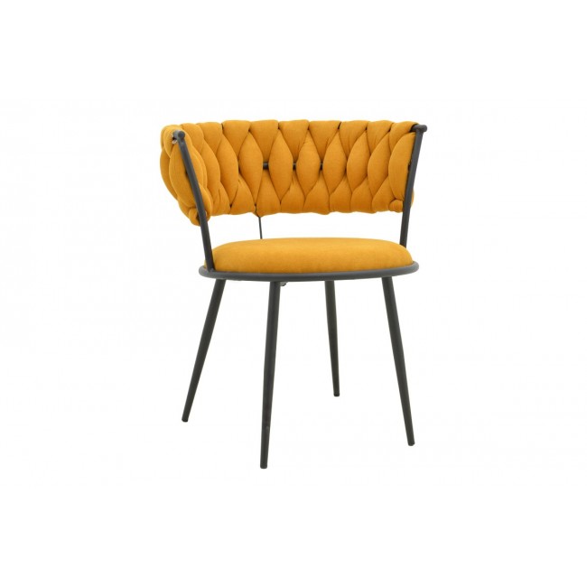 Πολυθρόνα "ALKIA I" από ύφασμα/μέταλλο σε χρώμα κίτρινο/μαύρο 57x58.5x72