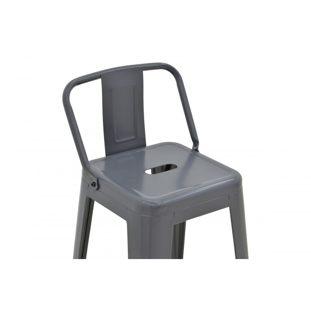 Σκαμπό μπαρ "UTOPIA" με πλάτη από μέταλλο σε χρώμα ανθρακί 42x42x97